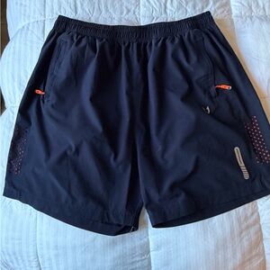 Men's Navy Swim Trunks with Orange Accents